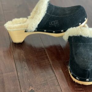 UGG Black Shearling Clogs